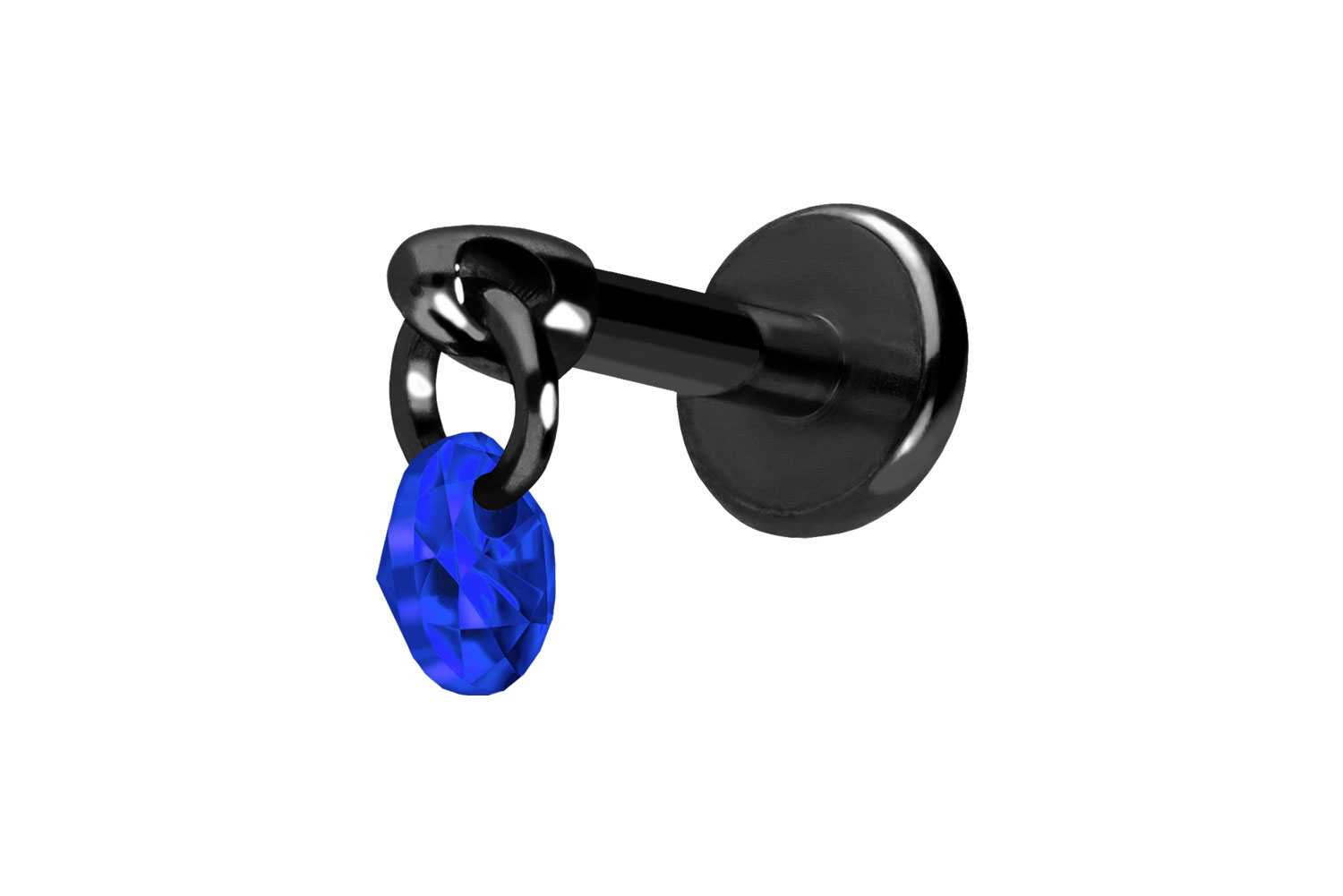 Titan Labret Piercing mit Push Fit RUNDER KRISTALL